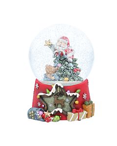 Gisela Graham Resin Musical Snow Globe 14cm Santa with Tree and Teddy